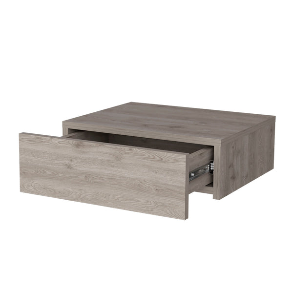 English Elm Light Gray Floating Nightstand — Modern Wall-Mounted Minimalist Design with Spacious Drawer Storage B062P175153