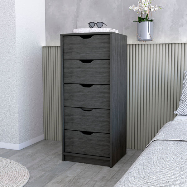 English Elm Smokey 5-Drawer Narrow Dresser – Smokey Oak Finish, Oversized Storage Drawers, Durable Stylish Design B062P175164