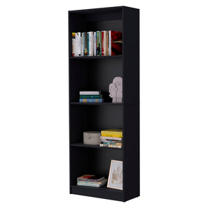 English Elm Wenge Four-Shelf Bookcase 71.1" High x 24.7" Wide Elegant Wenge Finish Storage Shelves for Home Decor B062P175148
