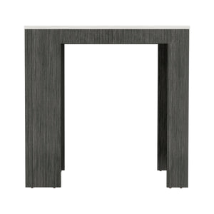 English Elm Smokey Oak Ibiza Marble Counter Height Kitchen Island Table with 3 Shelves, Dining Prep Storage Surface B062P175173