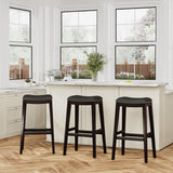 English Elm 30" Bar Stool, Espresso Finish, Black Leather Seat