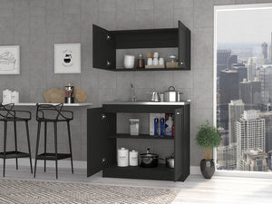 English Elm Zurich Black Cabinet Set with Stainless Sink & Single-Hole Faucet, Shaker Doors, 2 Shelves B200S00399