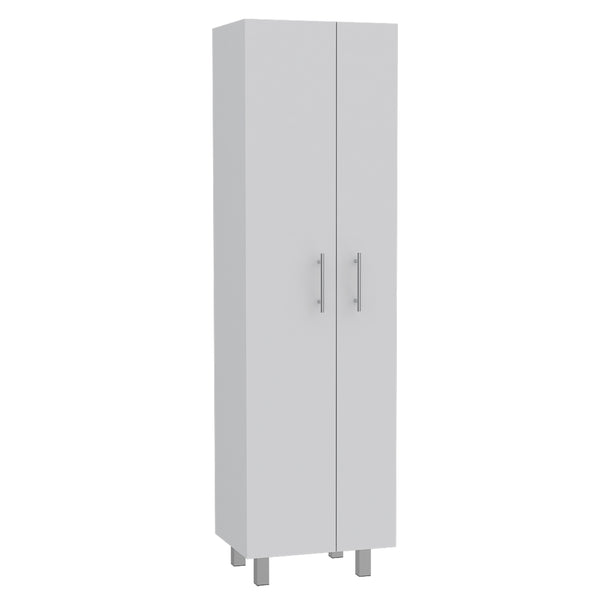 English Elm Nala Tall Cleaning Cabinet with Double Doors and Five Shelves, 71.3" Organizer for Mops & Supplies White 72 L x 19.3 W x 4.3 H B200S00142