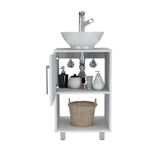 English Elm Gouda Compact Bathroom Vanity 18" Single Sink Cabinet with Open Shelf and Stylish Four Legs Finish White 18.5 L x 18.5 W x 6.7 H B200S00125