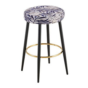 English Elm Counter Height Stools Set of 2 Faux Leather Seats Matte Steel Legs Gold Footrest Black And Silver W370P149792