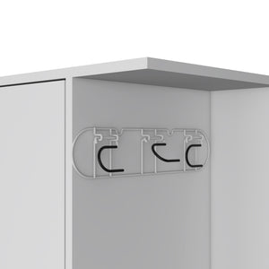 English Elm 71.3" Tall Broom Storage Closet with 5 Shelves & Mop Holder, White Chipboard Cabinet for Neat Organization B097S00077