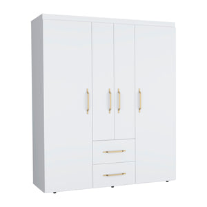 English Elm Bariloche Wardrobe Organizer with Hanging Rods, Shelves & Drawers for Efficient Bedroom Storage and Style White 71.2 L x 24.4 W x 4.7 H B200S00366