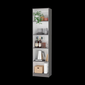 English Elm Zachary Slim 5-Shelf Bookcase In Matt Gray & White - Modern Storage For Small Spaces & Decor B062P175161-GIGA