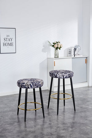 English Elm Counter Height Stools Set of 2 Faux Leather Seats Matte Steel Legs Gold Footrest Black And Silver W370P149781