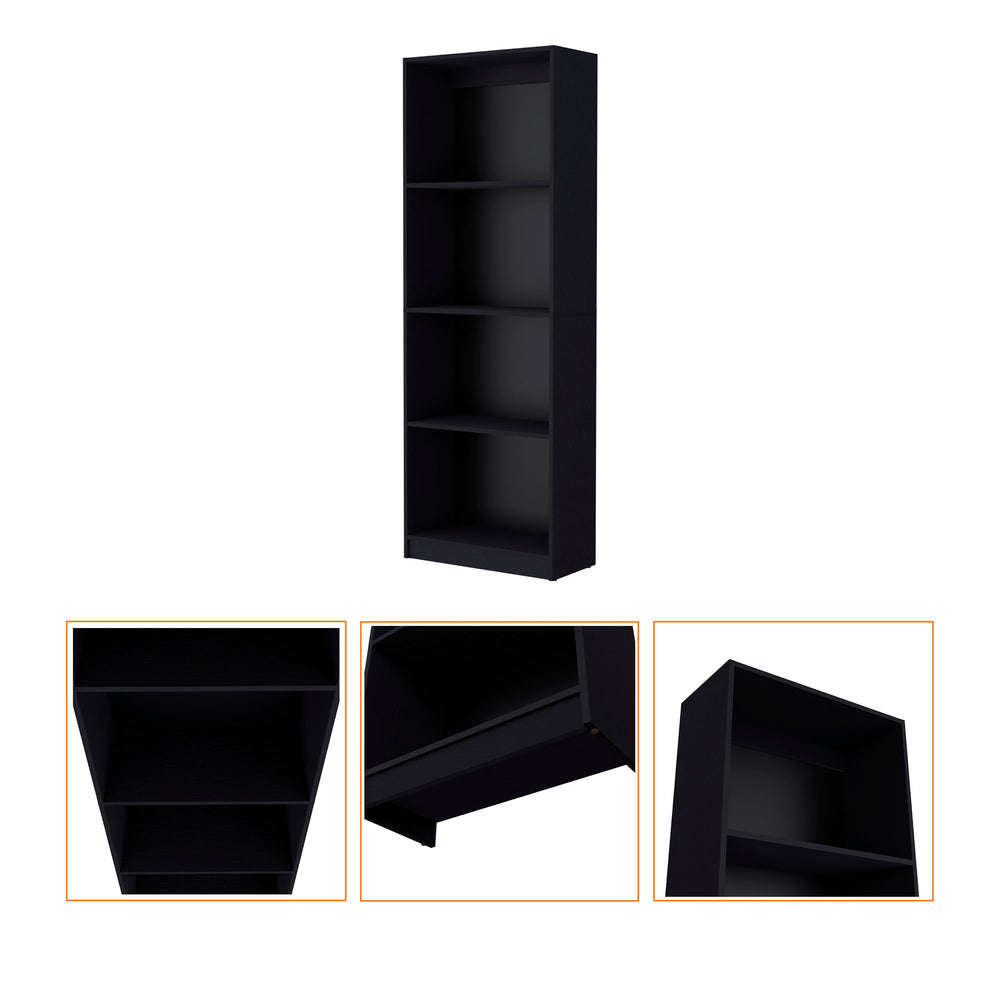 English Elm Wenge Four-Shelf Bookcase 71.1" High x 24.7" Wide Elegant Wenge Finish Storage Shelves for Home Decor B062P175148