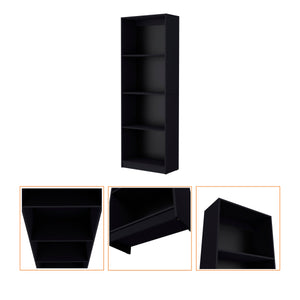 English Elm Wenge Four-Shelf Bookcase 71.1" High x 24.7" Wide Elegant Wenge Finish Storage Shelves for Home Decor B062P175148