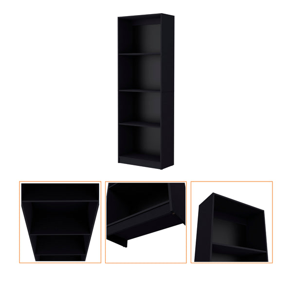 English Elm Wenge Four-Shelf Bookcase 71.1" High x 24.7" Wide Elegant Wenge Finish Storage Shelves for Home Decor B062P175148