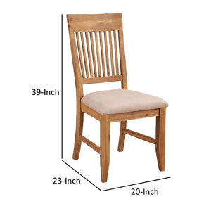 English Elm Slatted High Back Solid Wood Dining Chairs Set of 2 with Padded Seat Antique Style B056P163189