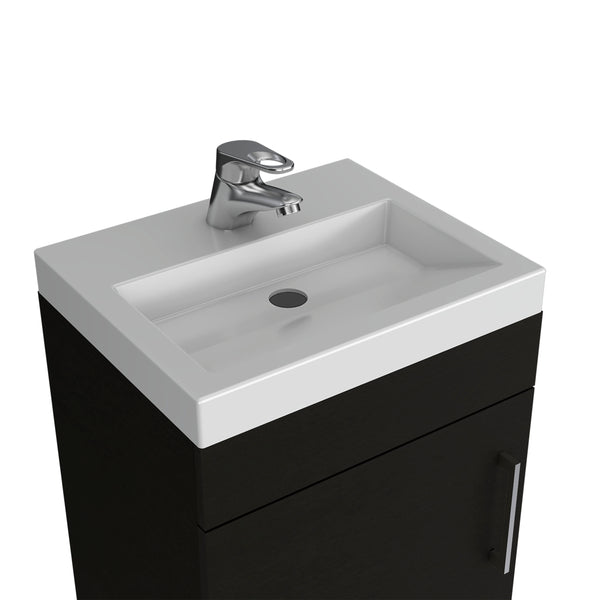 English Elm Toledo Modern Bathroom Vanity Black with Metal Handle, Elegant Sink & Single Door Cabinet Storage B128S00004