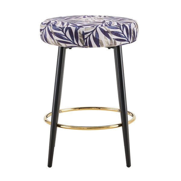 English Elm Counter Height Stools Set of 2 Faux Leather Seats Matte Steel Legs Gold Footrest Black And Silver W370P149792