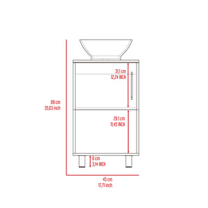 English Elm Gouda Compact Bathroom Vanity 18" Single Sink Cabinet with Open Shelf and Stylish Four Legs Finish White 18.5 L x 18.5 W x 6.7 H B200S00125