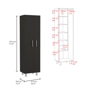English Elm Nala Tall Cleaning Cabinet with Double Doors and Five Shelves, 71.3" Organizer for Mops & Supplies Multicolor 72 L x 19.3 W x 3.9 H B200S00140