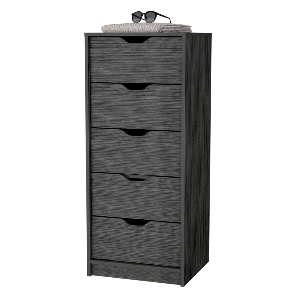 English Elm Smokey 5-Drawer Narrow Dresser – Smokey Oak Finish, Oversized Storage Drawers, Durable Stylish Design B062P175164