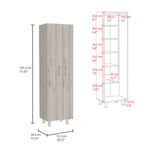 English Elm Nala Tall Cleaning Cabinet with Double Doors and Five Shelves, 71.3" Organizer for Mops & Supplies Multicolor 72 L x 19.3 W x 4.3 H B200S00141