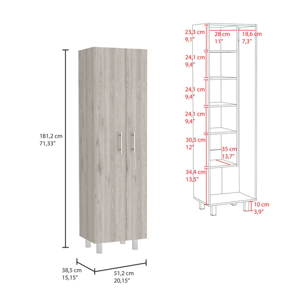 English Elm Nala Tall Cleaning Cabinet with Double Doors and Five Shelves, 71.3" Organizer for Mops & Supplies Multicolor 72 L x 19.3 W x 4.3 H B200S00141