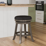 English Elm 24" Counter Stool, Weathered Gray Finish, Charcoal Fabric Seat