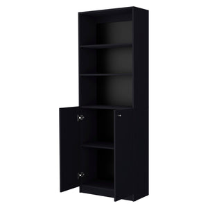 English Elm Wenge 2-Door Bookcase with 3 Open Shelves and Double-Door Storage — Stylish 71" Tall Display & Organization B062P175150