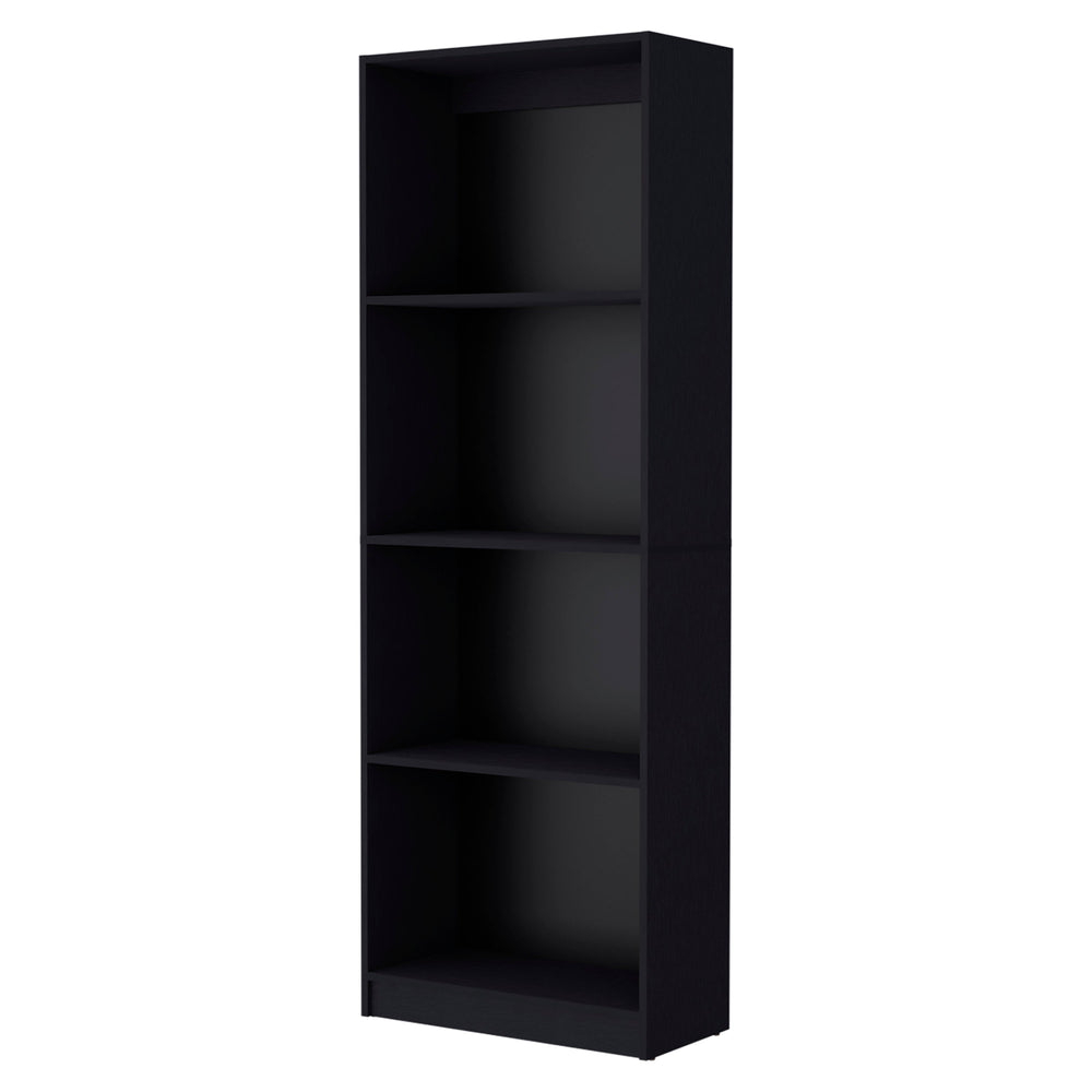 English Elm Wenge Four-Shelf Bookcase 71.1" High x 24.7" Wide Elegant Wenge Finish Storage Shelves for Home Decor B062P175148