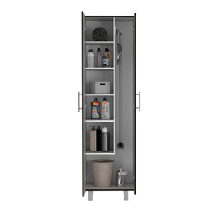 English Elm Nala Tall Cleaning Cabinet with Double Doors and Five Shelves, 71.3" Organizer for Mops & Supplies Multicolor 72 L x 19.3 W x 3.9 H B200S00140