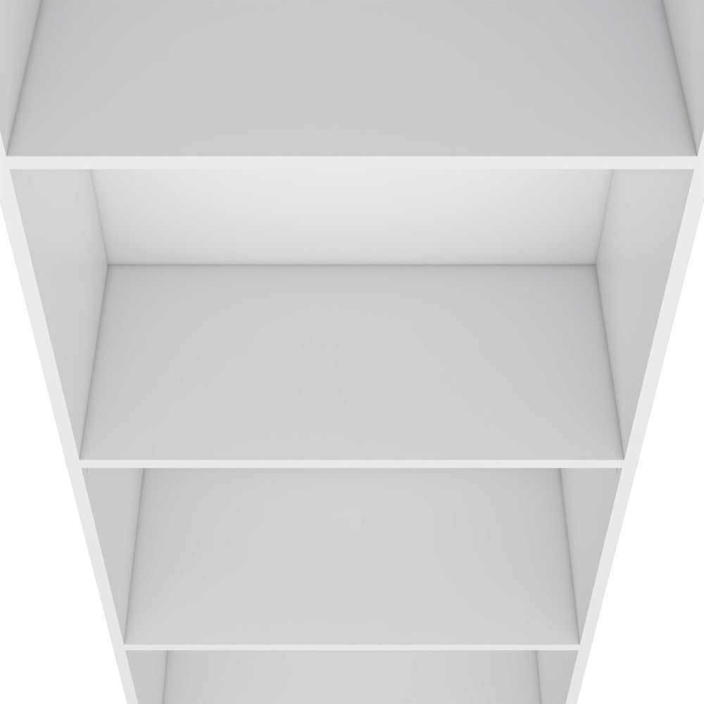 English Elm White Tier Storage Shelves Bookcase with 4 Spacious Shelves, 71.1" Tall White Finish for Home Decor B062P175156