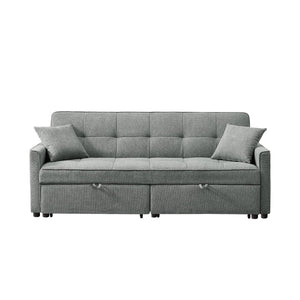 English Elm 3 Convertible Sleeper Sofa Bed with Pull-Out Chaise, Storage Armrests & Pockets, Compact Loveseat Couch DARK GREY W2318P265840