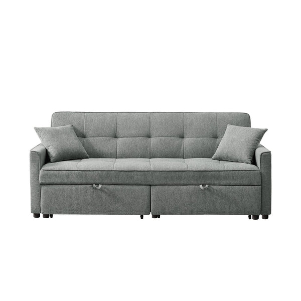 English Elm 3 Convertible Sleeper Sofa Bed with Pull-Out Chaise, Storage Armrests & Pockets, Compact Loveseat Couch DARK GREY W2318P265840