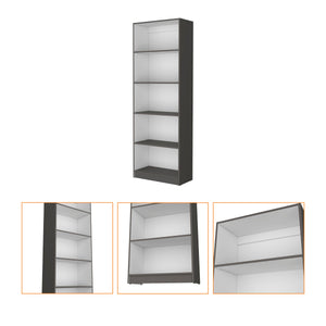English Elm Matt Gray and White 5-Shelf Bookcase — 71.1" Tall Organizer with Open Lower Storage, Sleek Modern Design B062P175160