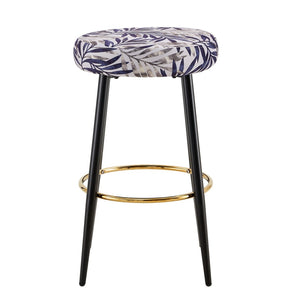 English Elm Counter Height Stools Set of 2 Faux Leather Seats Matte Steel Legs Gold Footrest Black And Silver W370P149792