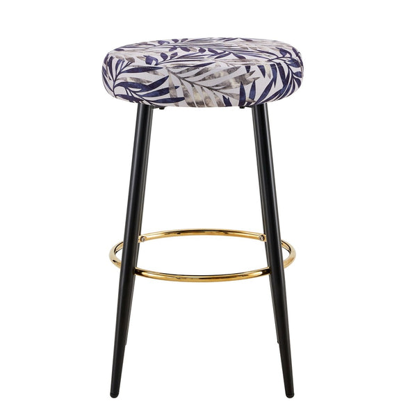 English Elm Counter Height Stools Set of 2 Faux Leather Seats Matte Steel Legs Gold Footrest Black And Silver W370P149792