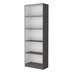 English Elm Matt Gray and White 5-Shelf Bookcase — 71.1" Tall Organizer with Open Lower Storage, Sleek Modern Design B062P175160
