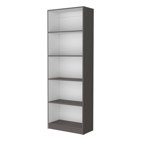 English Elm Matt Gray and White 5-Shelf Bookcase — 71.1" Tall Organizer with Open Lower Storage, Sleek Modern Design B062P175160