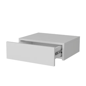 English Elm White Floating Nightstand Wall-Mounted | Sleek Modern Minimalist Design, Drawer Storage, Space-Saving Elegance B062P175152