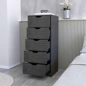 English Elm Smokey 5-Drawer Narrow Dresser – Smokey Oak Finish, Oversized Storage Drawers, Durable Stylish Design B062P175164