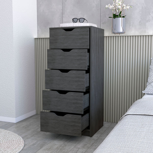 English Elm Smokey 5-Drawer Narrow Dresser – Smokey Oak Finish, Oversized Storage Drawers, Durable Stylish Design B062P175164