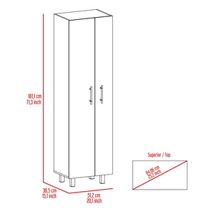 English Elm Nala Tall Cleaning Cabinet with Double Doors and Five Shelves, 71.3" Organizer for Mops & Supplies White 72 L x 19.3 W x 4.3 H B200S00142