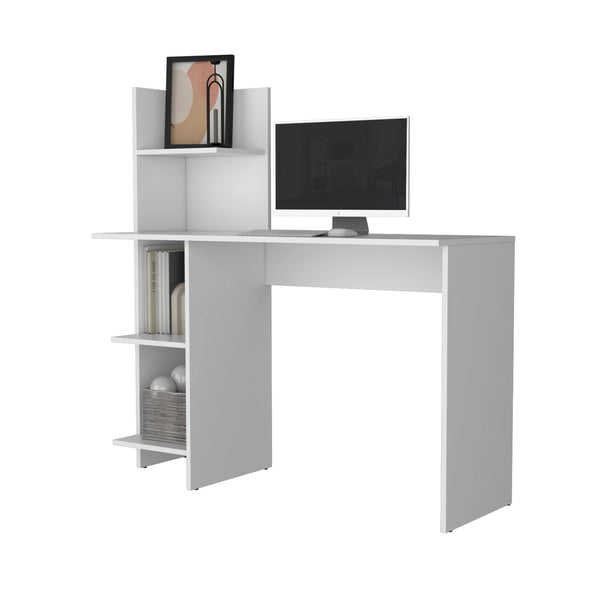 English Elm White Four Shelves Writing Desk — Abstract Large-Scale White Computer Desk with 4 Shelves, Durable Design, Easy Assembly (47.2" W) B062P175176