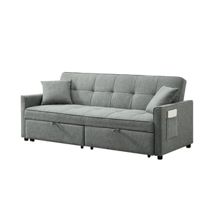 English Elm 3 Convertible Sleeper Sofa Bed with Pull-Out Chaise, Storage Armrests & Pockets, Compact Loveseat Couch DARK GREY W2318P265840