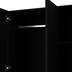 English Elm Riverside Mirrored Armoire with Three Doors, Two Drawers, Four Shelves and Dual Hanging Rods - Stylish Storage for Bedroom Organization Black 71 L x 16.9 W x 3.9 H B200S00276