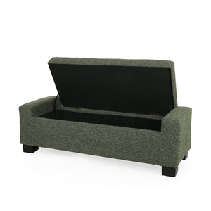 English Elm 50" Rectangular Storage Ottoman Bench Textured Fabric Birch Legs Hinged Lid Entryway 74862.00