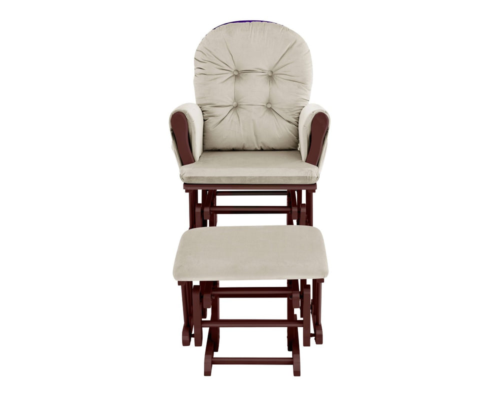 English Elm Mason Nursery Glider Ottoman Set Espresso Frame Tufted Beige Upholstered Rocker B022P174715