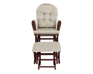 English Elm Mason Nursery Glider Ottoman Set Espresso Frame Tufted Beige Upholstered Rocker B022P174715