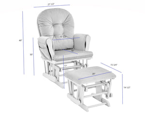 English Elm Mason Nursery Glider Ottoman Set White Wood Frame Gray Tufted Upholstered Rocker B022P174717