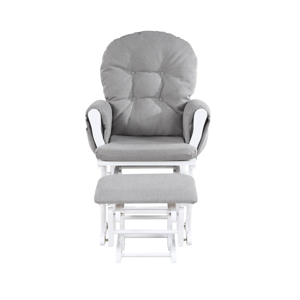 English Elm Mason Nursery Glider Ottoman Set Tufted Oyster Fabric White Wood Frame Rocker B022P174719
