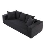 English Elm 88.97 Inch Soft Corduroy Upholstery Streamlined Design Sofa With 5 Pillows, Ample and Cozy 3 Seater Couch For Modern Spaces For Living Room,Office Black