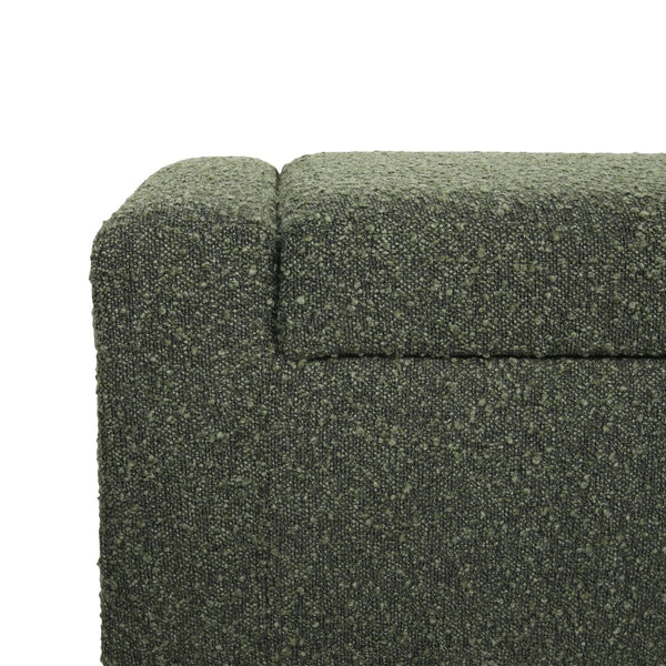English Elm 50" Rectangular Storage Ottoman Bench Textured Fabric Birch Legs Hinged Lid Entryway 74862.00